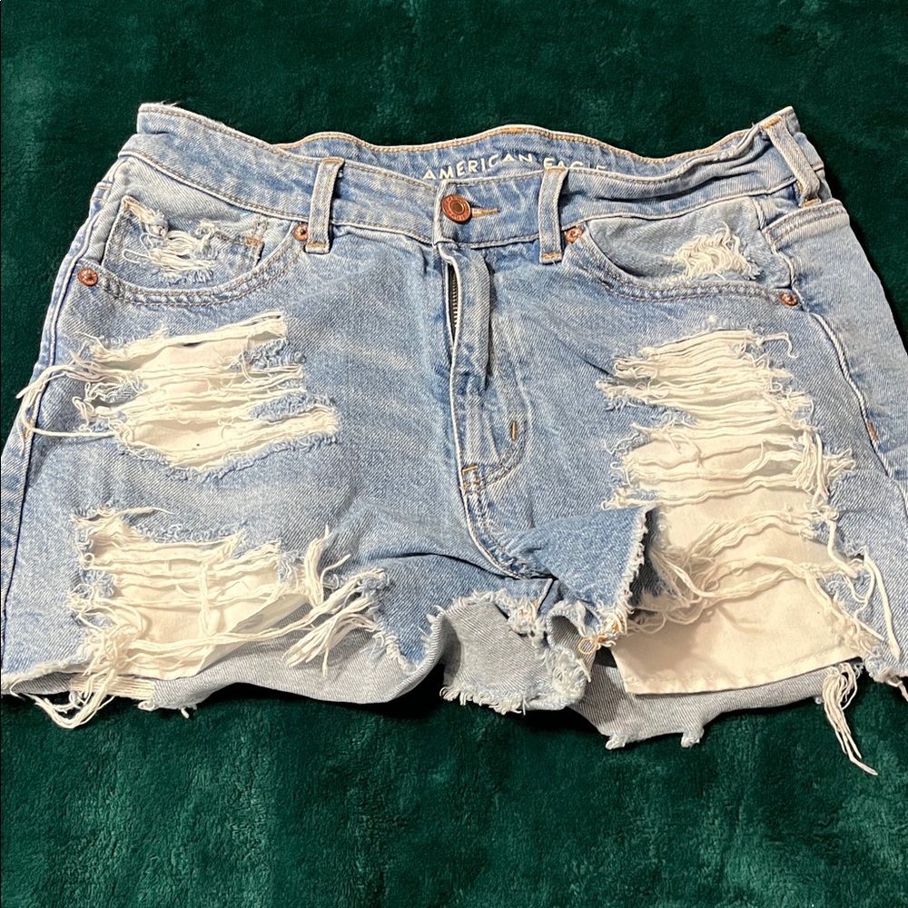American Eagle Outfitters Ripped Light Blue Jean Shorts
